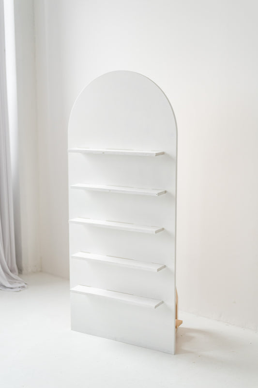 White Arch Wall with Shelves